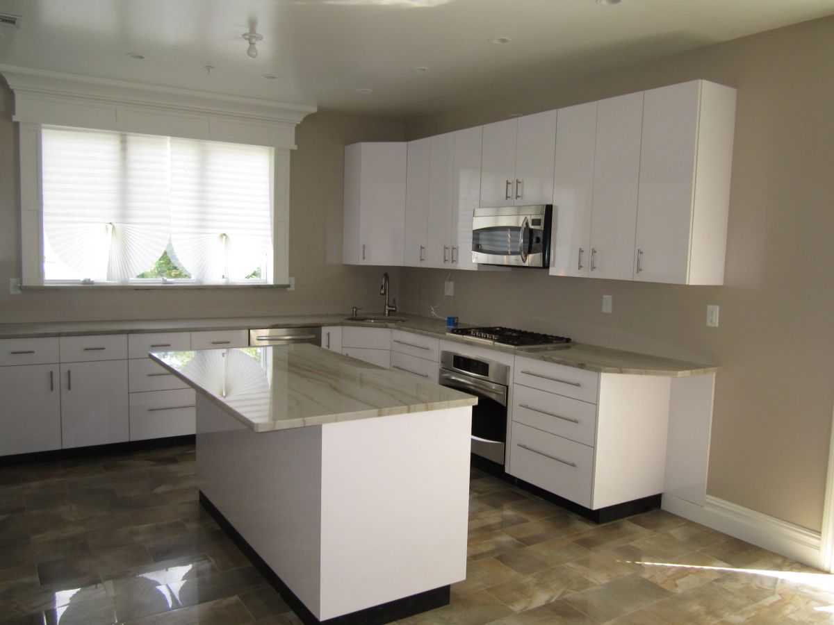 Standard Economical white kitchen with island